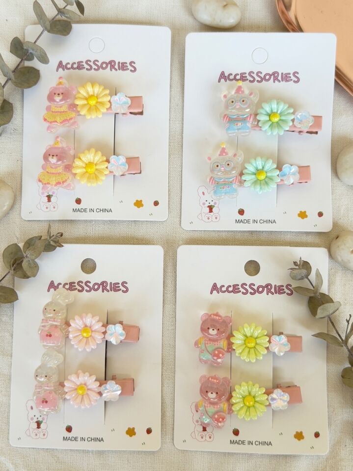 Kostümlü Hayvan Papatya Yıldız Model Soft Renk Çocuk 2'li Pens Toka (5 cm)