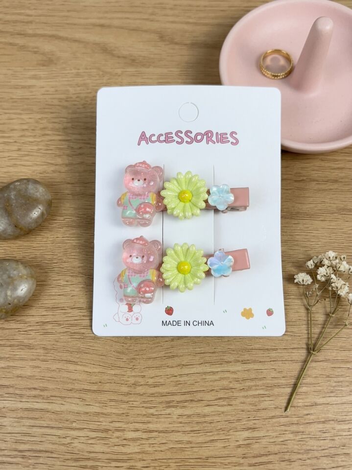Kostümlü Hayvan Papatya Yıldız Model Soft Renk Çocuk 2'li Pens Toka (5 cm)