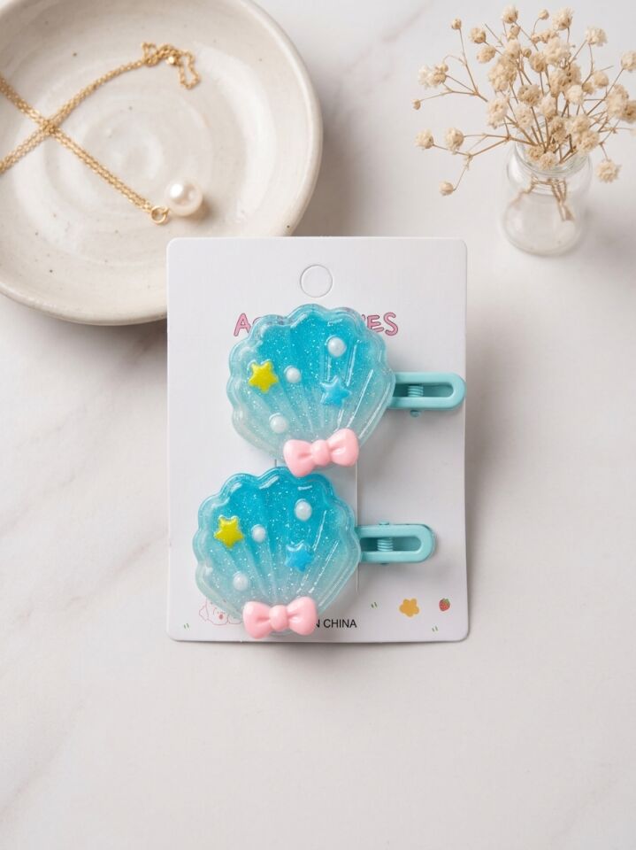 İstiridye Figürlü Çocuk Mika Pens Toka (6 cm)