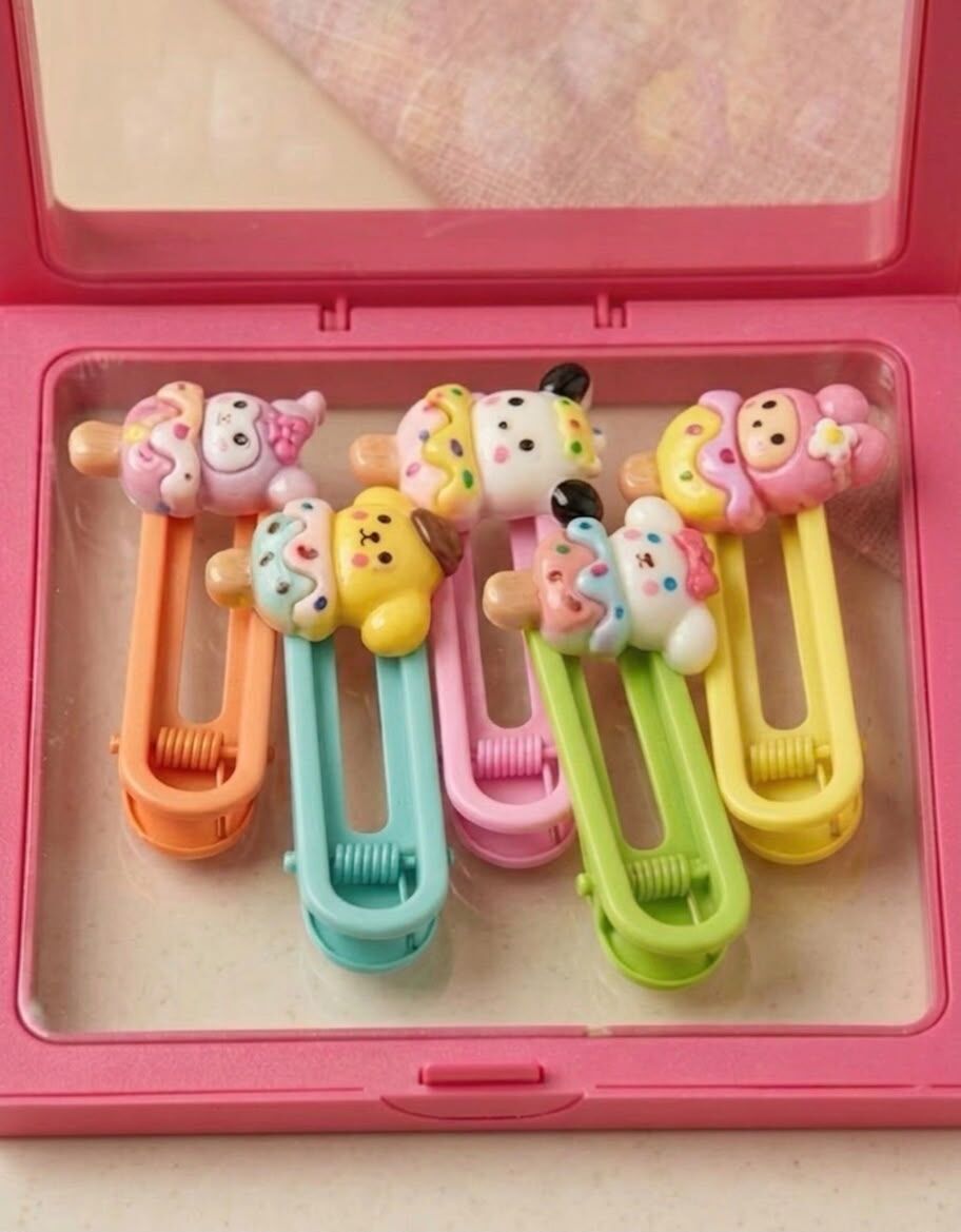 Kuromi Kutulu Model Metal Karışık Renkli 5'li Çocuk Set Toka