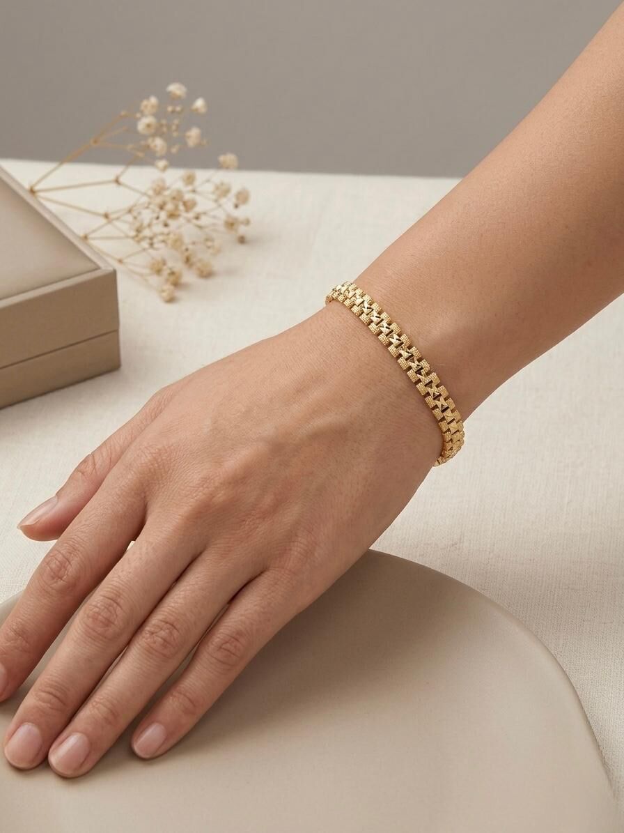 Örgü Model Kadın Gold Bileklik