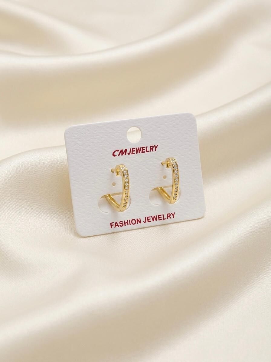 Taşlı Gold Kadın Küpe