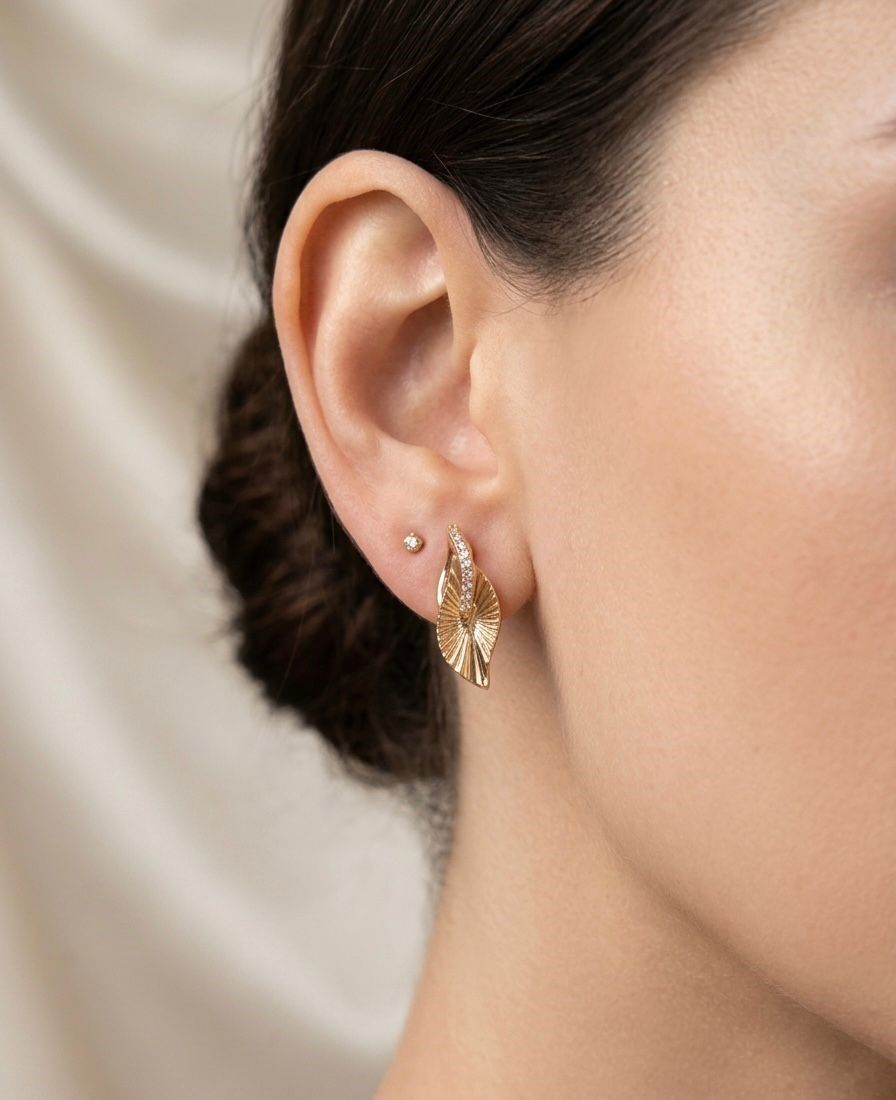 Xuping Rose Renkli Yaprak Model Kadın Çelik Küpe