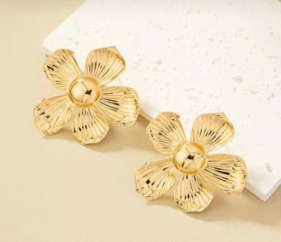 Kadın Flower Çiçek Büyük Küpe