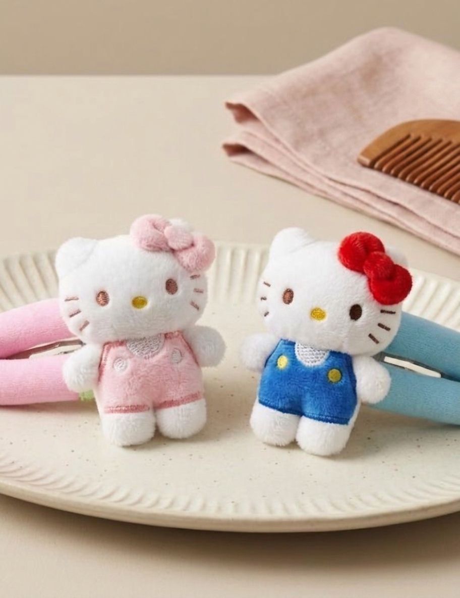 Hello Kitty Figürlü Peluş 10 cm Çocuk Çıt Çıt Toka