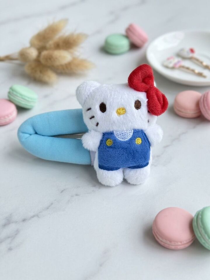 Hello Kitty Figürlü Peluş 10 cm Çocuk Çıt Çıt Toka