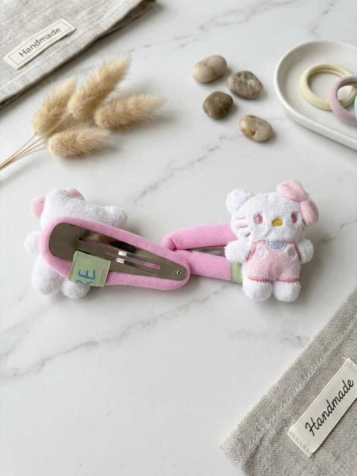 Hello Kitty Figürlü Peluş 10 cm Çocuk Çıt Çıt Toka