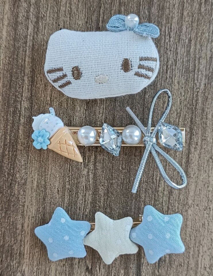 Pofuduk Hello Kitty Figürlü 3'lü Pens Toka Seti