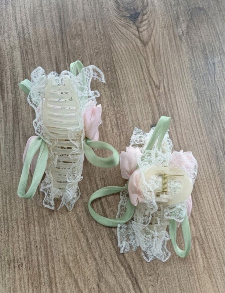 Lale Figürlü Dantel Detaylı Mandal Toka (13 cm)